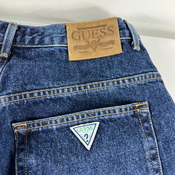 VTG 90s Guess Jeans Men's 29* Pascal Loose Tapered Dark Blue Cotton Denim Tag 33 - Picture 10 of 16